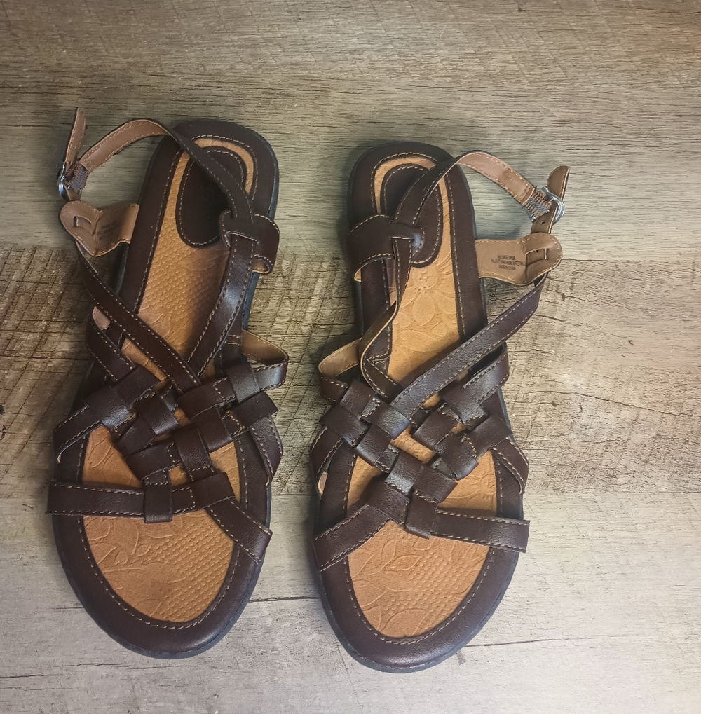 Boc Born Womens Strappy Sandals 8 Brown Vegan Faux Leather Fisherman Boho Hippie